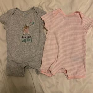 𝅺0-3 month baby girl romper bundle